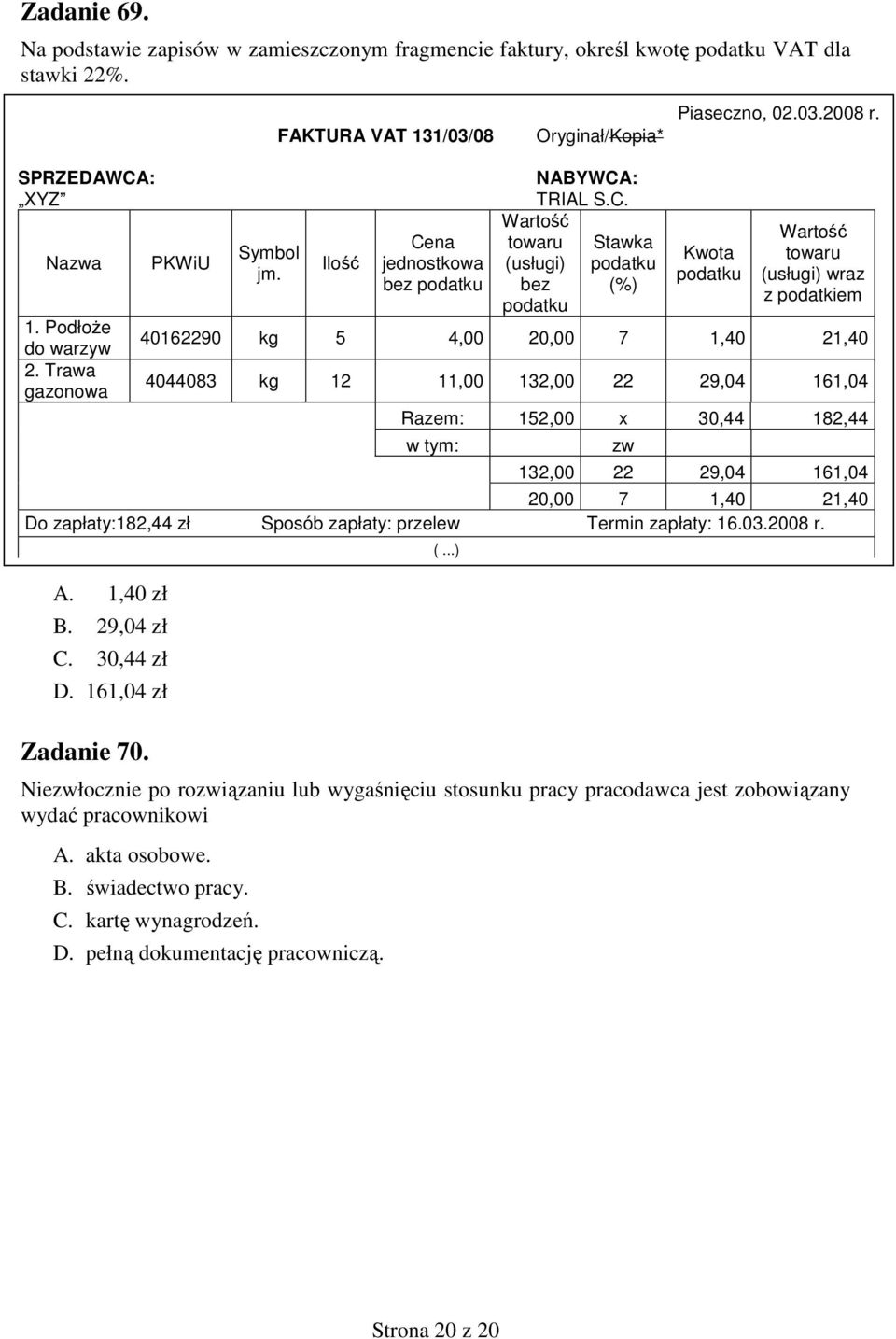 na jednostkowa bez podatku NABYWCA