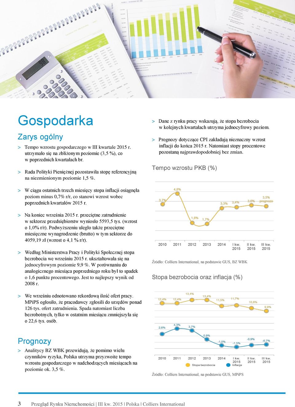 > Prognozy dotyczące CPI zakładają nieznaczny wzrost inflacji do końca 2015 r. Natomiast stopy procentowe pozostaną najprawdopodobniej bez zmian.