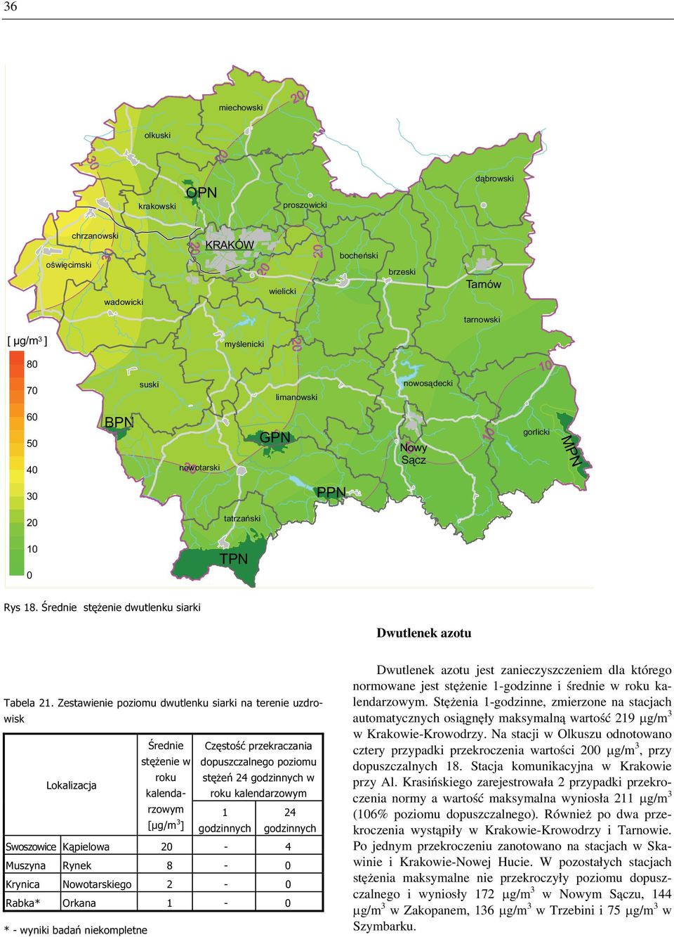 Zestawienie poziomu dwutlenku siarki na terenie uzdrowisk Średnie stężenie w Częstość przekraczania dopuszczalnego poziomu Lokalizacja roku stężeń 24 godzinnych w kalendarzowym roku kalendarzowym