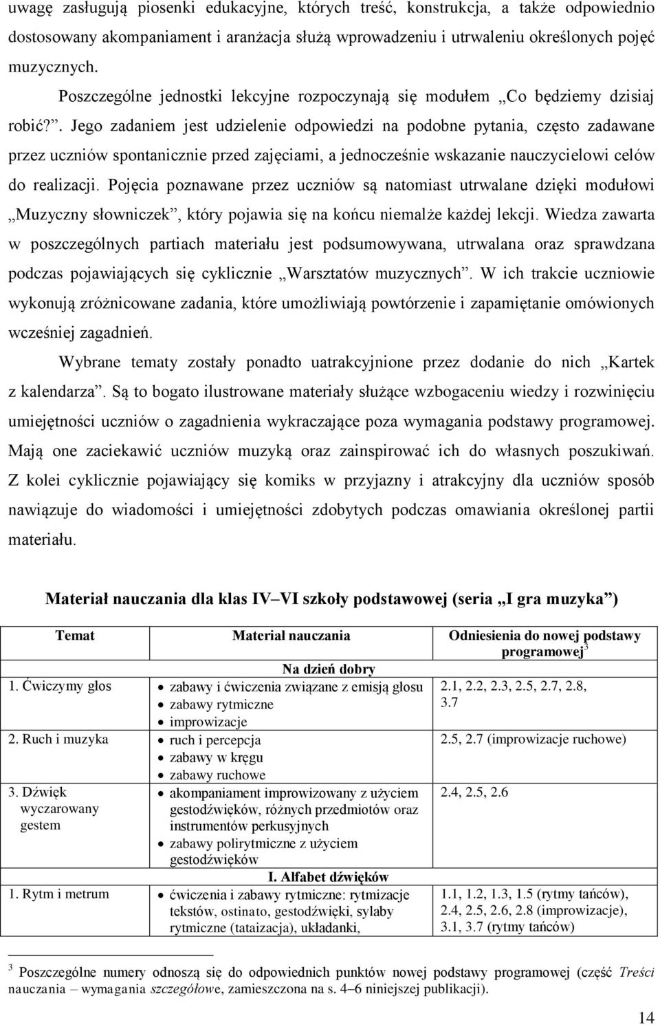 . Jego zadaniem jest udzielenie odpowiedzi na podobne pytania, często zadawane przez uczniów spontanicznie przed zajęciami, a jednocześnie wskazanie nauczycielowi celów do realizacji.