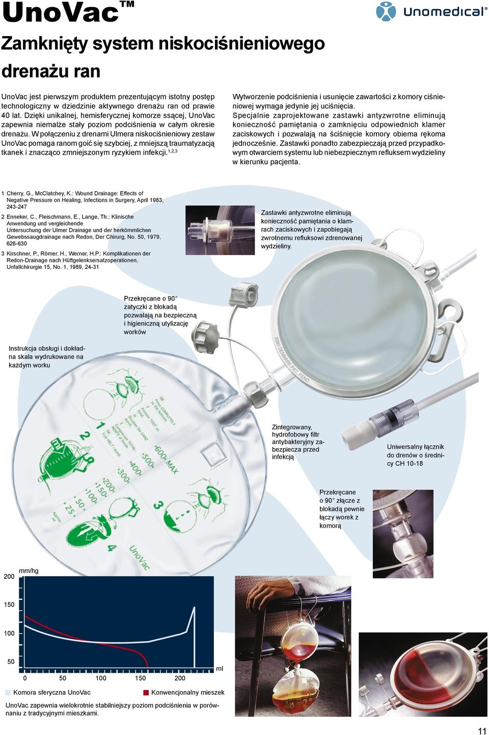W połączeniu z drenami Ulmera niskociśnieniowy zestaw UnoVac pomaga ranom goić się szybciej, z mniejszą traumatyzacją tkanek i znacząco zmniejszonym ryzykiem infekcji.