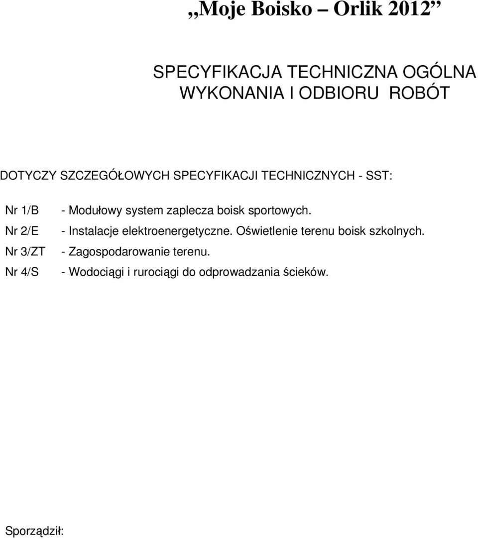 system zaplecza boisk sportowych. - Instalacje elektroenergetyczne.