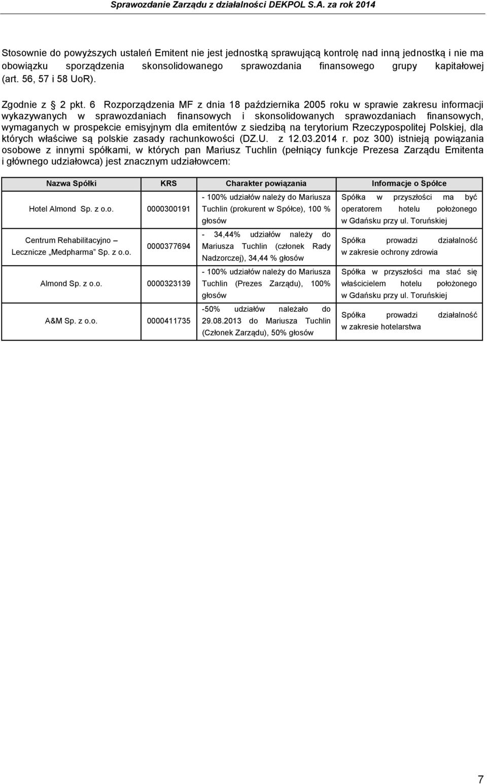 6 Rozporządzenia MF z dnia 18 października 2005 roku w sprawie zakresu informacji wykazywanych w sprawozdaniach finansowych i skonsolidowanych sprawozdaniach finansowych, wymaganych w prospekcie