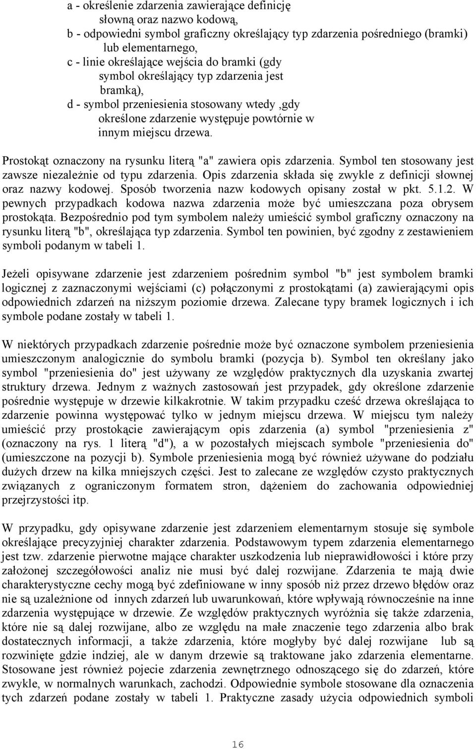 Prostokąt oznaczony na rysunku literą "a" zawiera opis zdarzenia. Symbol ten stosowany jest zawsze niezależnie od typu zdarzenia.