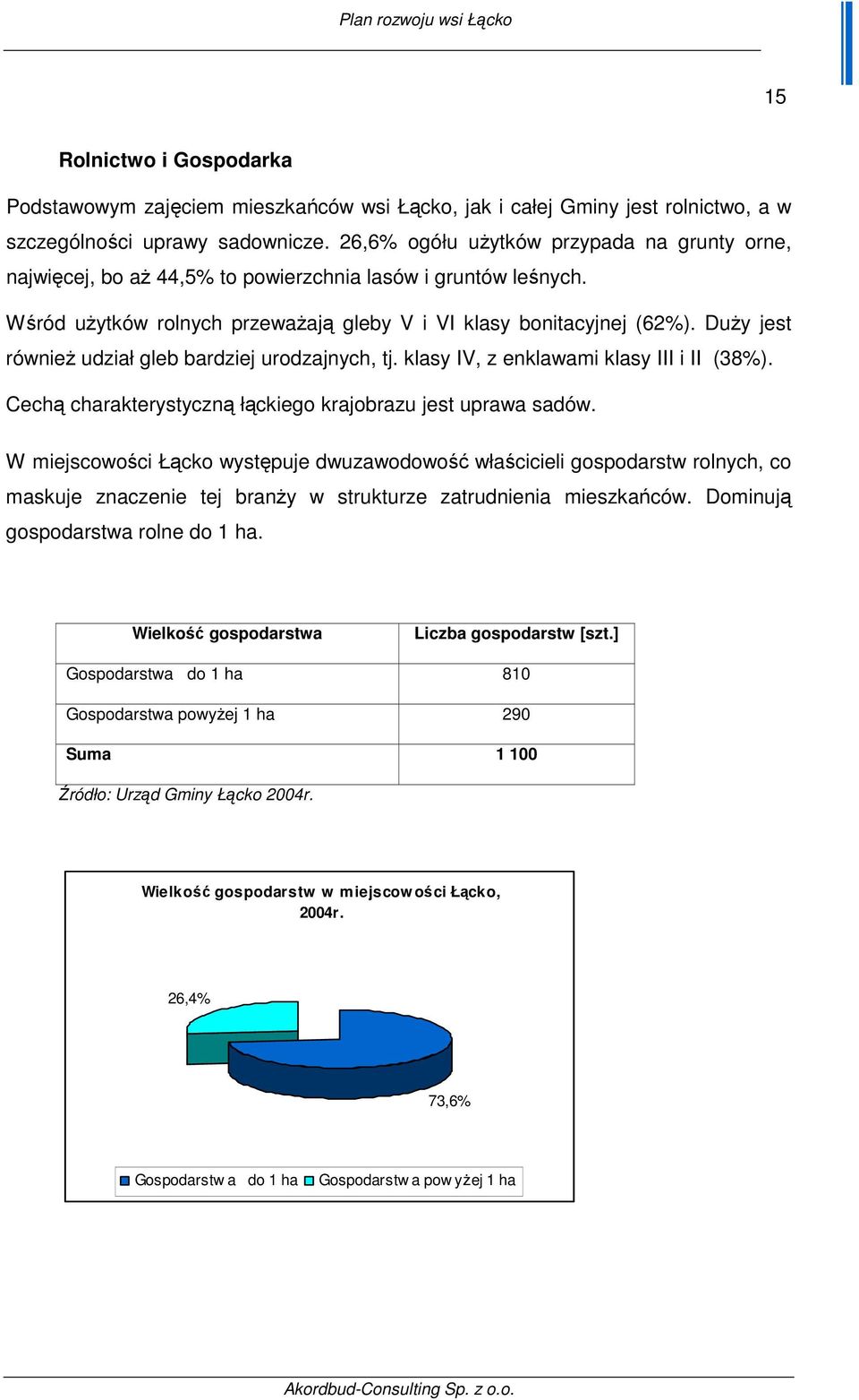 DuŜy jest równieŝ udział gleb bardziej urodzajnych, tj. klasy IV, z enklawami klasy III i II (38%). Cechą charakterystyczną łąckiego krajobrazu jest uprawa sadów.