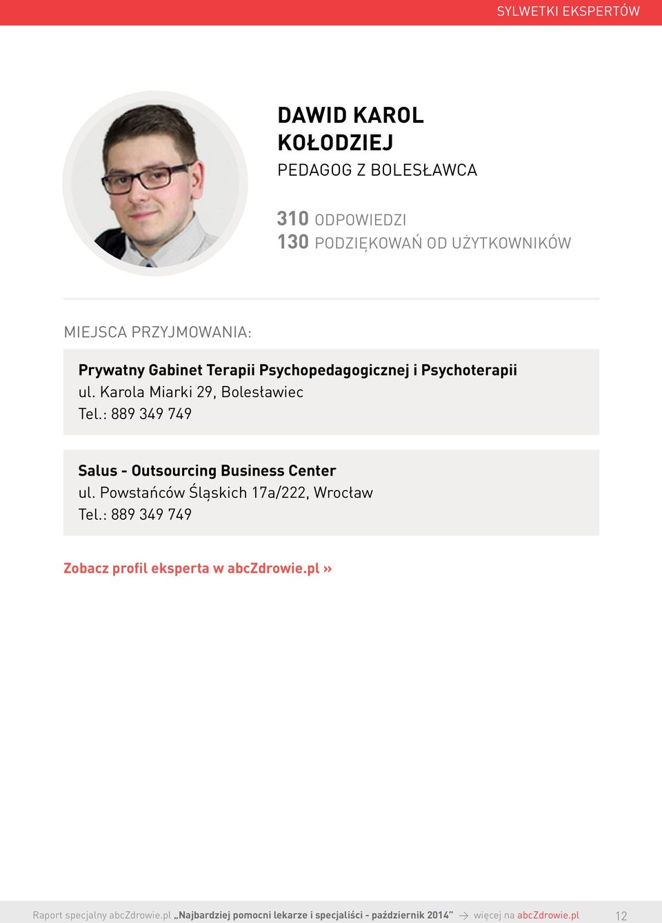 Psychoterapii ul. Karola Miarki 29, Bolesławiec Tel.