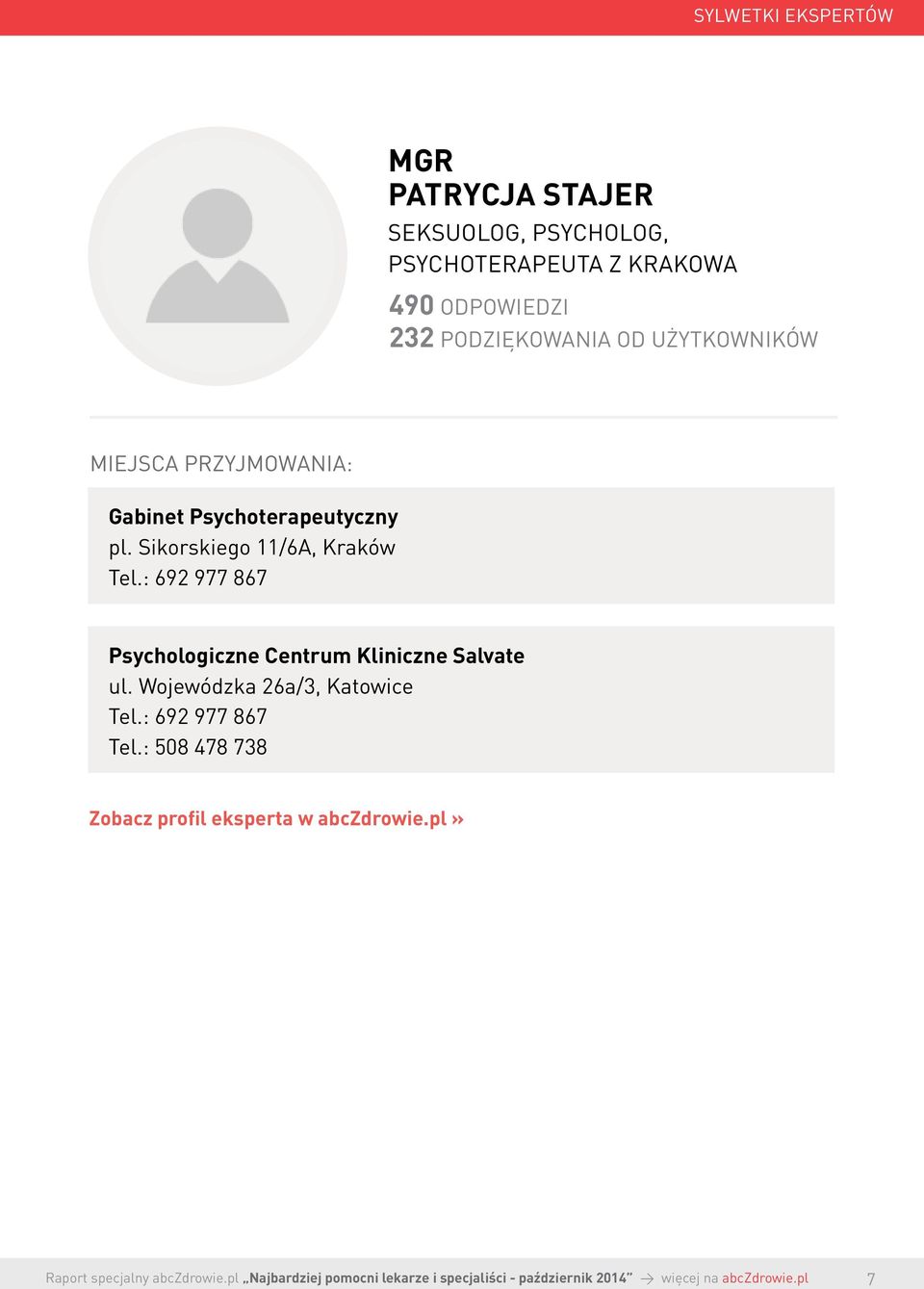 Psychoterapeutyczny pl. Sikorskiego 11/6A, Kraków Tel.