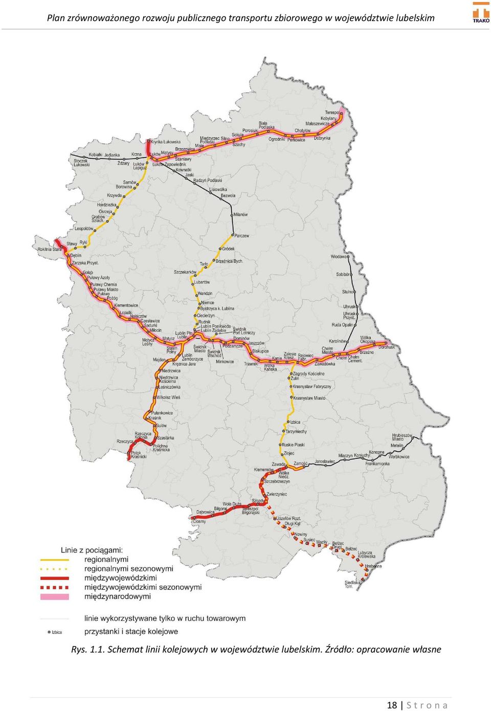 kolejowych w województwie