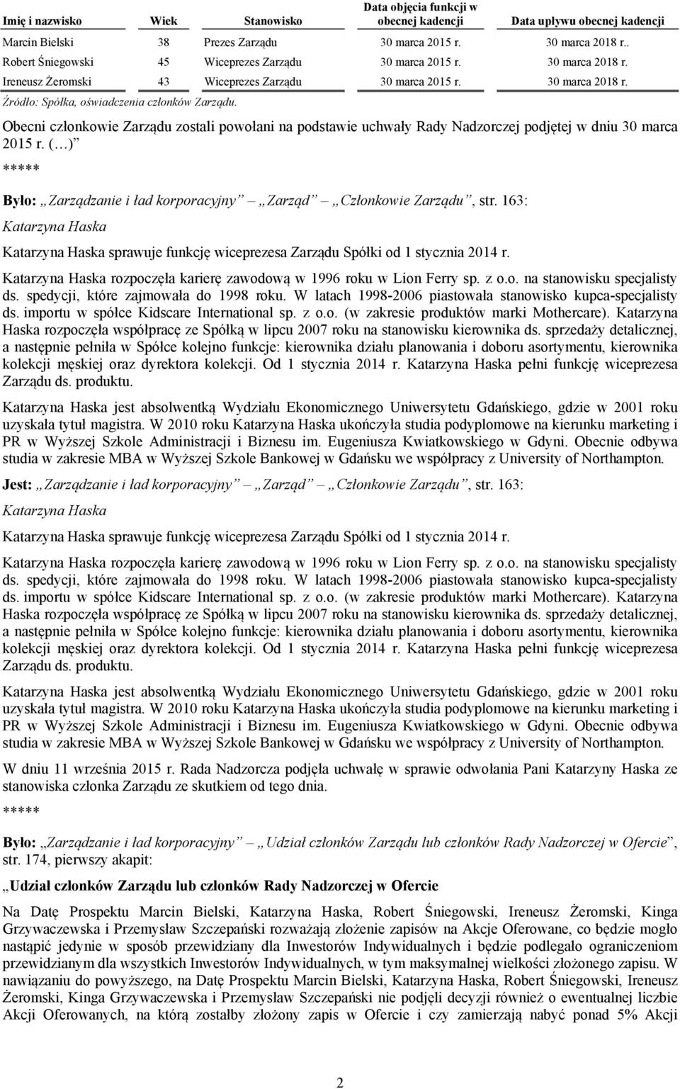 Katarzyna Haska rozpoczęła karierę zawodową w 1996 roku w Lion Ferry sp. z o.o. na stanowisku specjalisty ds. spedycji, które zajmowała do 1998 roku.