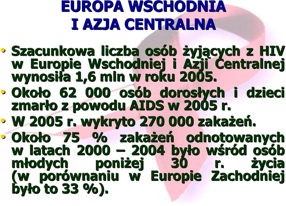 Około o 62 000 osób b dorosłych i dzieci zmarło o z powodu AIDS w 2005 r. W 2005 r.