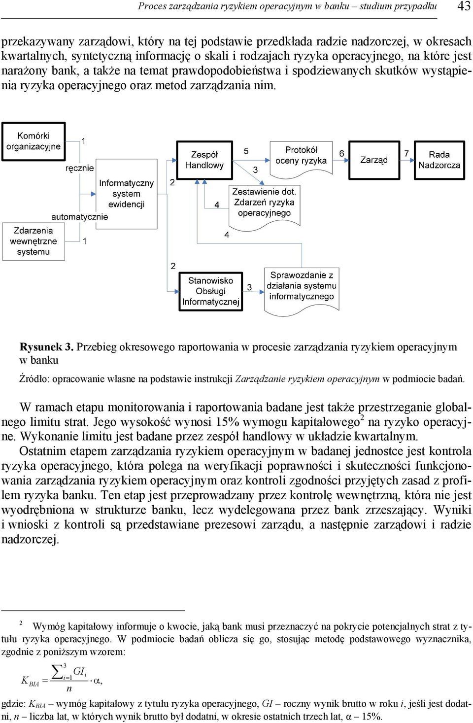 Przebieg okresowego raportowania w procesie zarządzania ryzykiem operacyjnym w banku Źródło: opracowanie własne na podstawie instrukcji Zarządzanie ryzykiem operacyjnym w podmiocie badań.