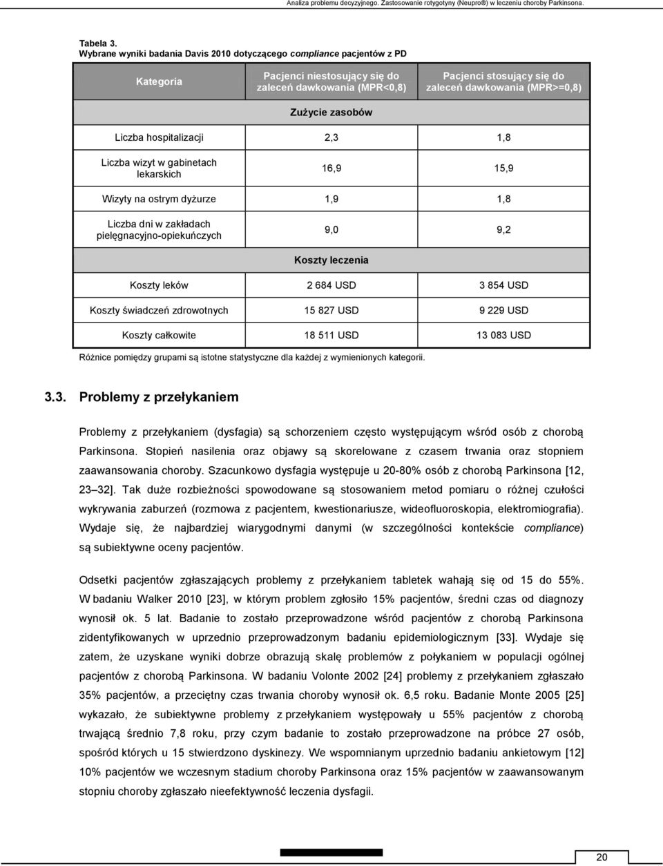 dawkowania (MPR>=0,8) Liczba hospitalizacji 2,3 1,8 Liczba wizyt w gabinetach lekarskich 16,9 15,9 Wizyty na ostrym dyżurze 1,9 1,8 Liczba dni w zakładach pielęgnacyjno-opiekuńczych 9,0 9,2 Koszty