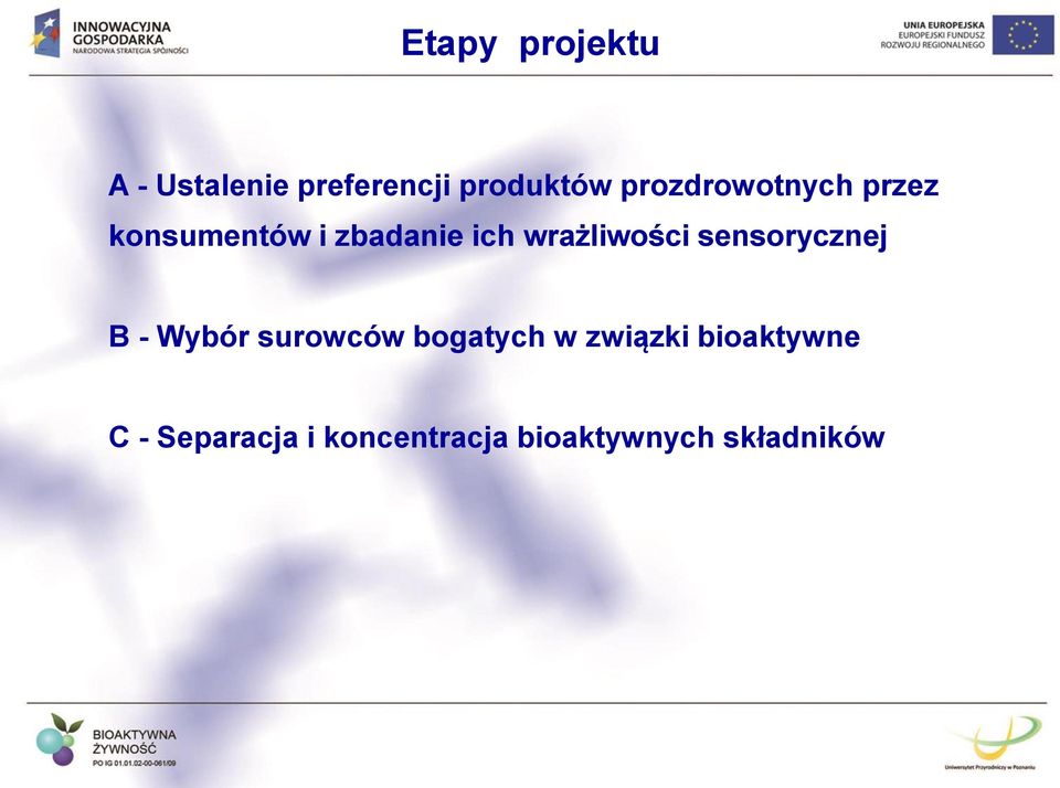 wrażliwości sensorycznej B - Wybór surowców bogatych w