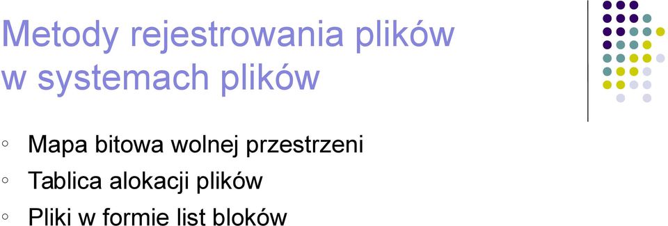 bitowa wolnej przestrzeni Tablica