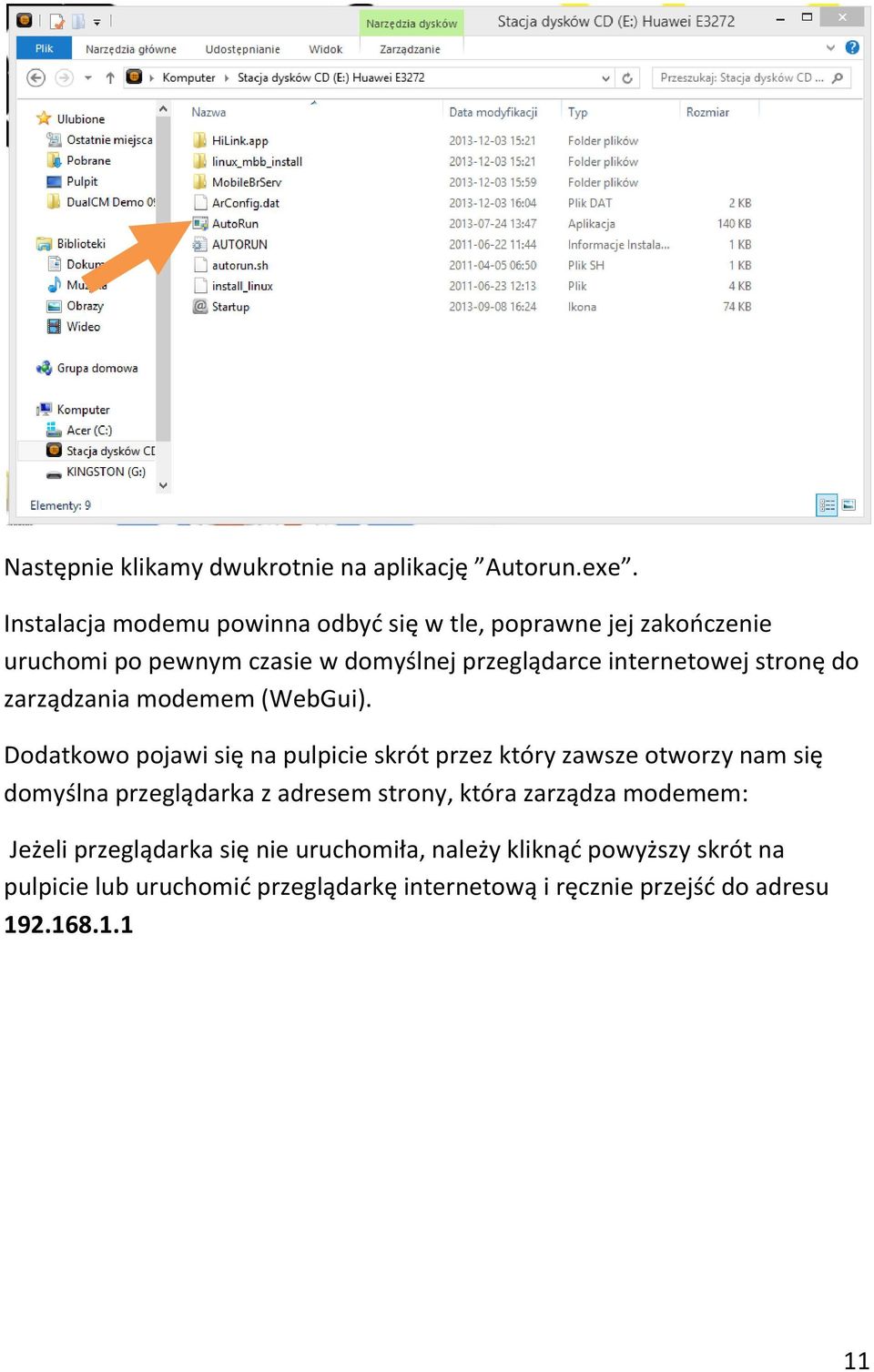 stronę do zarządzania modemem (WebGui).