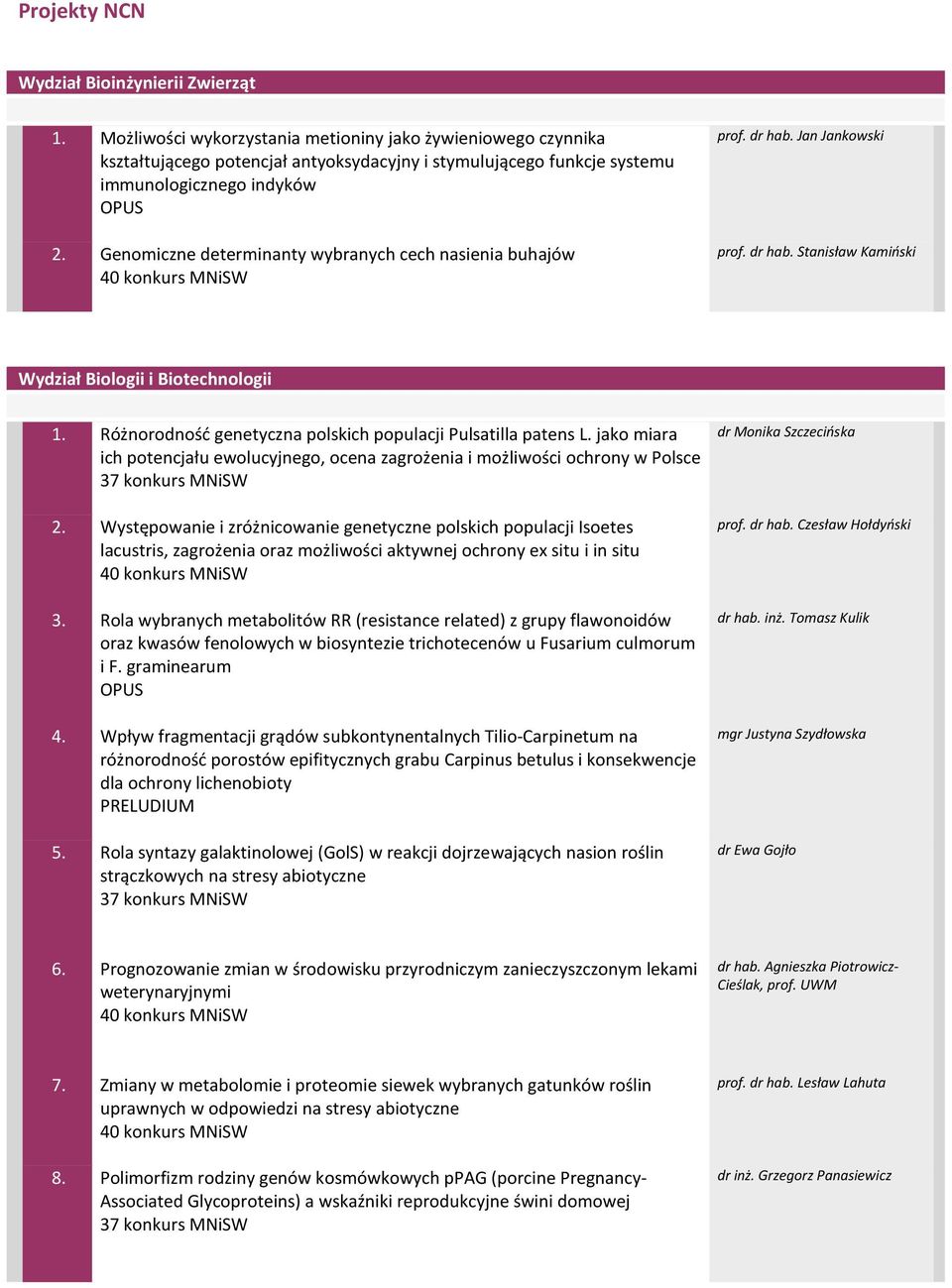 Genomiczne determinanty wybranych cech nasienia buhajów prof. dr hab. Jan Jankowski prof. dr hab. Stanisław Kamiński Wydział Biologii i Biotechnologii 1.