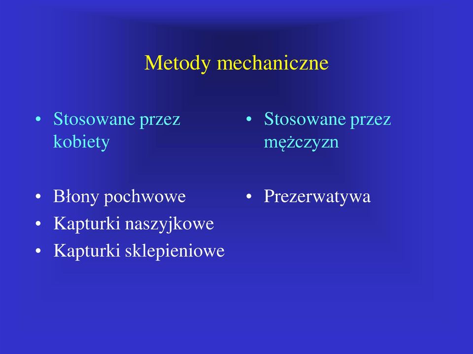 Błony pochwowe Kapturki naszyjkowe