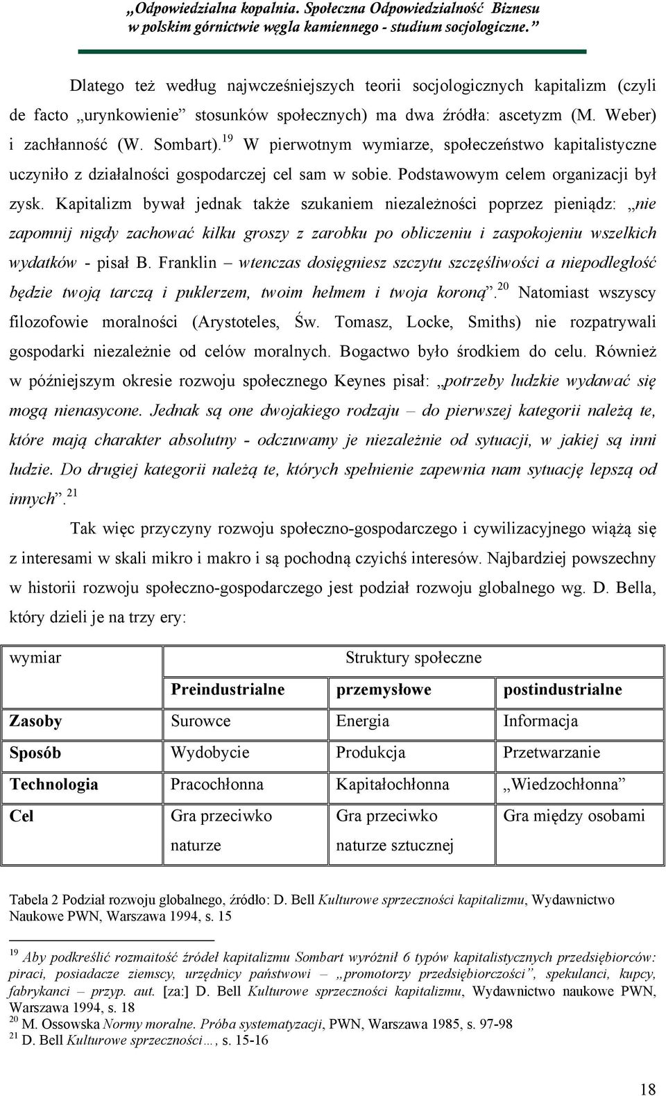 Weber) i zachłanność (W. Sombart). 19 W pierwotnym wymiarze, społeczeństwo kapitalistyczne uczyniło z działalności gospodarczej cel sam w sobie. Podstawowym celem organizacji był zysk.