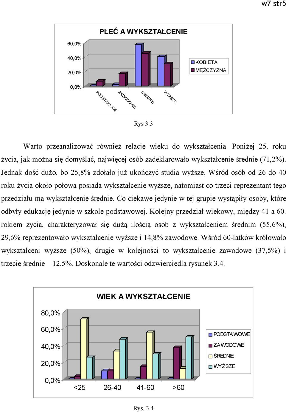 Wśród osób od 26 do 40 roku życia około połowa posiada wykształcenie wyższe, natomiast co trzeci reprezentant tego przedziału ma wykształcenie średnie.