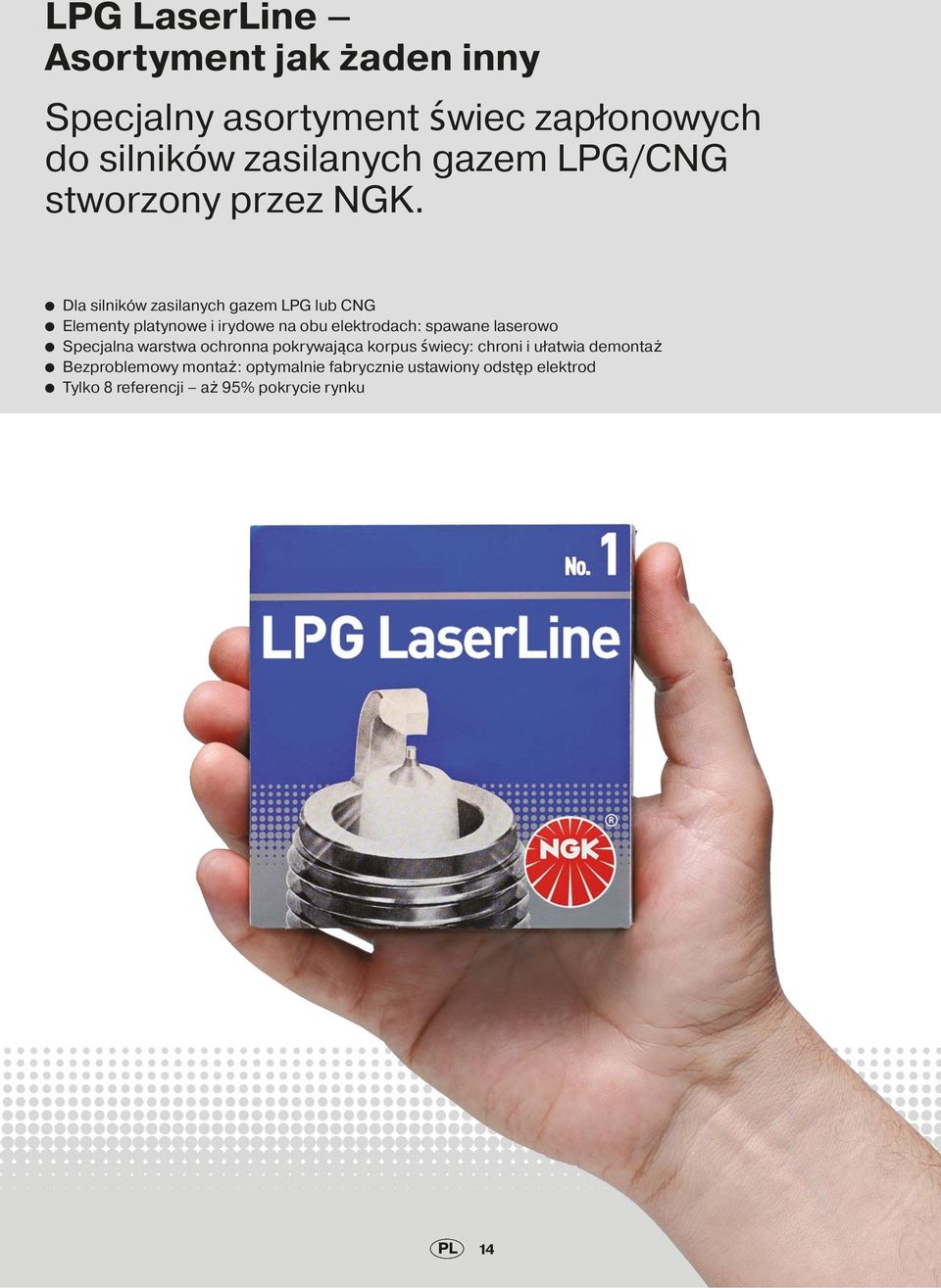 Dla silników zasilanych gazem LPG lub CNG Elementy platynowe i irydowe na obu elektrodach: spawane laserowo