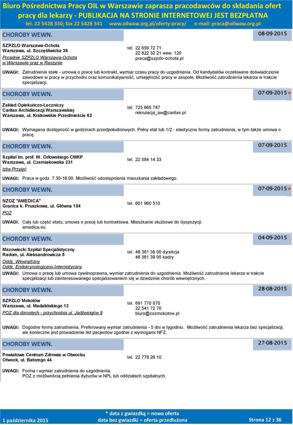 Od kandydatów oczekiwane doświadczenie zawodowe w pracy w przychodni oraz komunikatywność, umiejętność pracy w zespole. Możliwość zatrudnienia lekarza w trakcie specjalizacji.