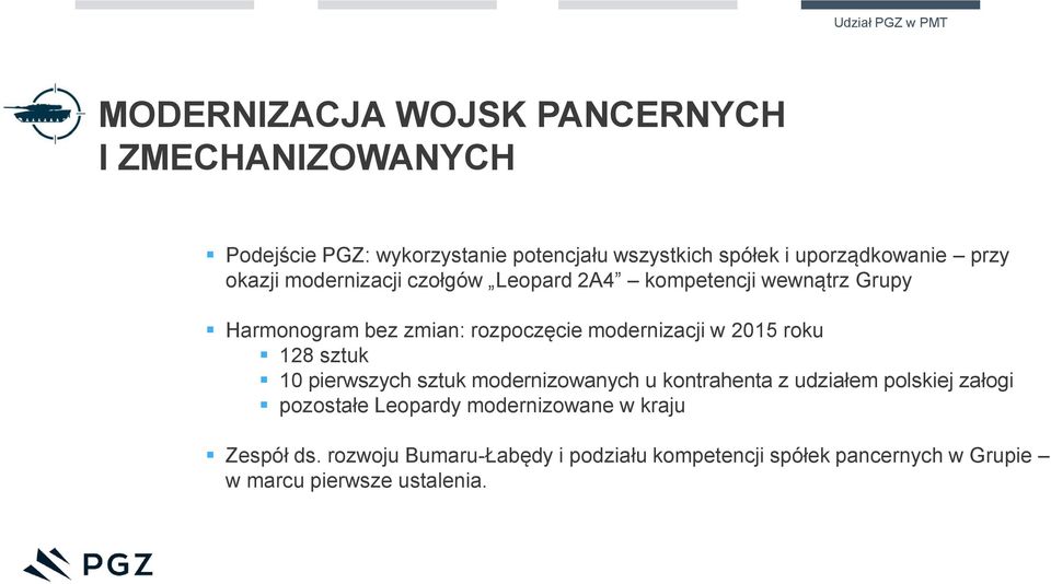 modernizacji w 2015 roku 128 sztuk 10 pierwszych sztuk modernizowanych u kontrahenta z udziałem polskiej załogi pozostałe