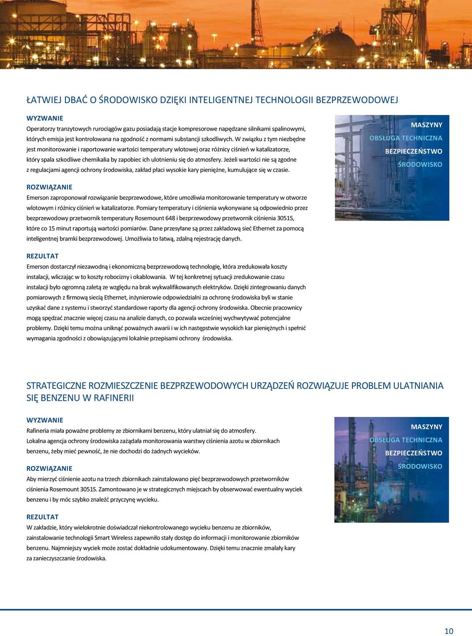 W związku z tym niezbędne jest monitorowanie i raportowanie wartości temperatury wlotowej oraz różnicy ciśnień w katalizatorze, który spala szkodliwe chemikalia by zapobiec ich ulotnieniu się do