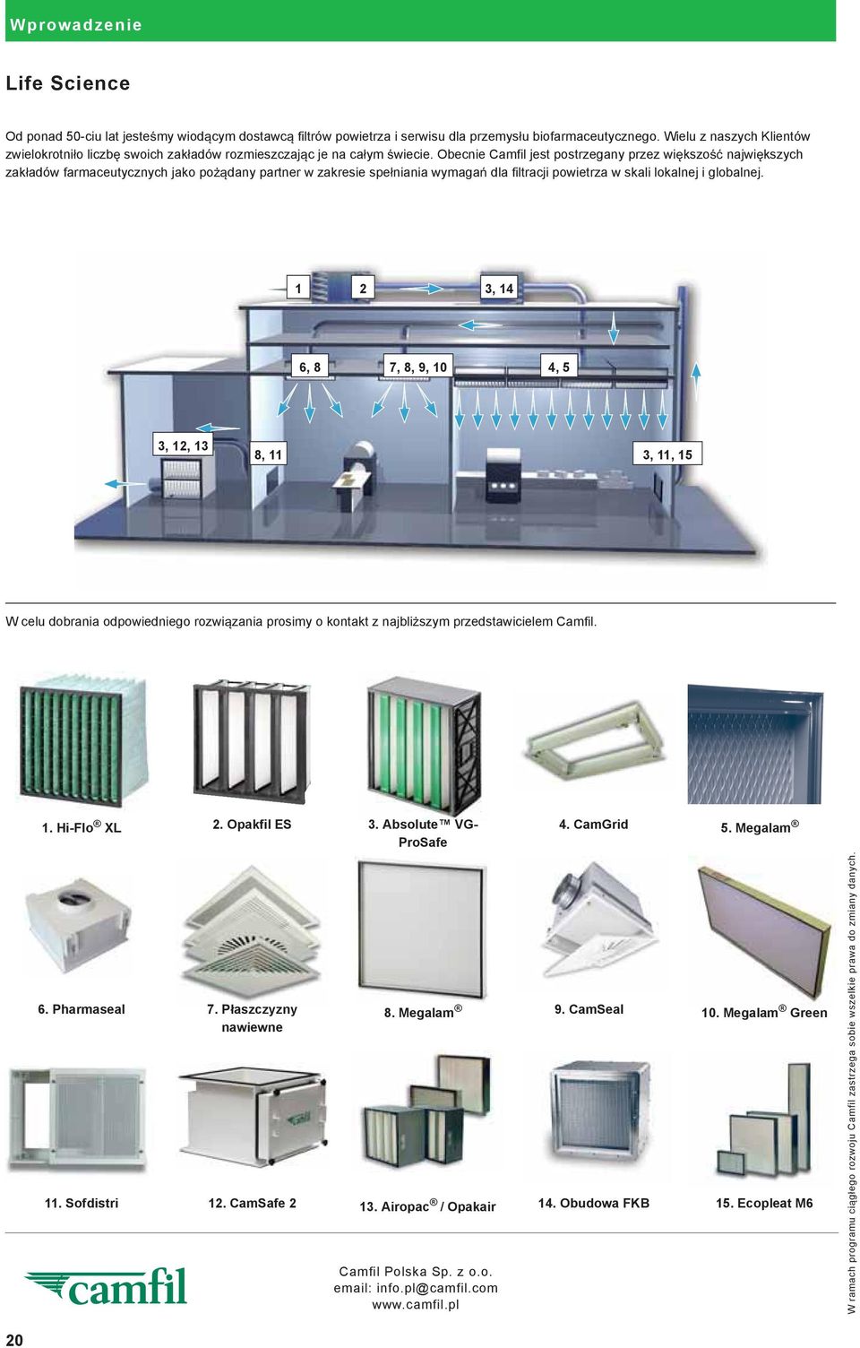 Obecnie Camfil jest postrzegany przez wi kszo najwi kszych zak adów farmaceutycznych jako po dany partner w zakresie spe niania wymaga dla filtracji powietrza w skali lokalnej i globalnej.