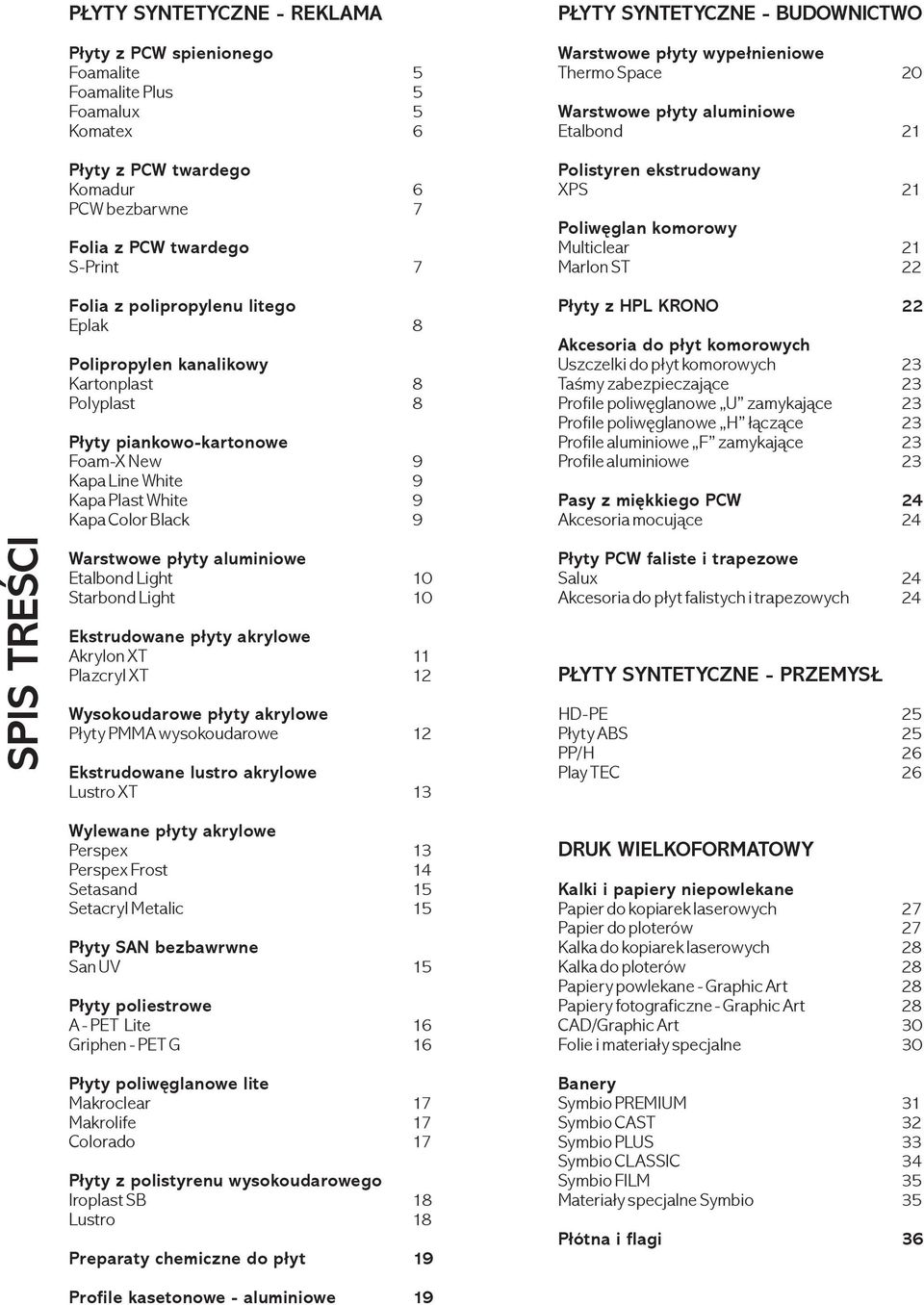 BUDOWNICTWO Warstwowe płyty wypełnieniowe Thermo Space 20 Warstwowe płyty aluminiowe Etalbond 21 Polistyren ekstrudowany XPS 21 Poliwęglan komorowy Multiclear 21 Marlon ST 22 Płyty z HPL KRONO 22