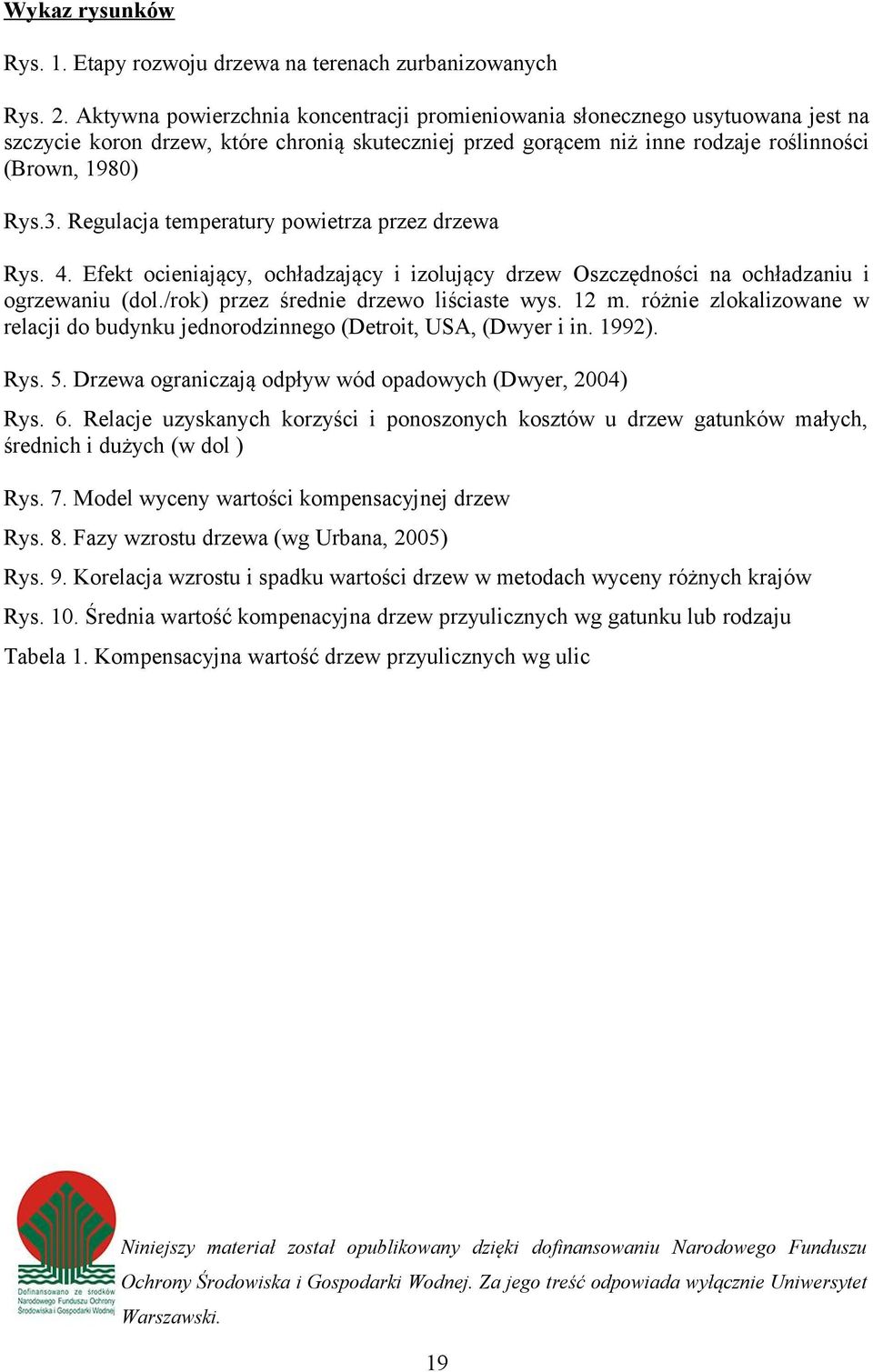 Regulacja temperatury powietrza przez drzewa Rys. 4. Efekt ocieniający, ochładzający i izolujący drzew Oszczędności na ochładzaniu i ogrzewaniu (dol./rok) przez średnie drzewo liściaste wys. 12 m.