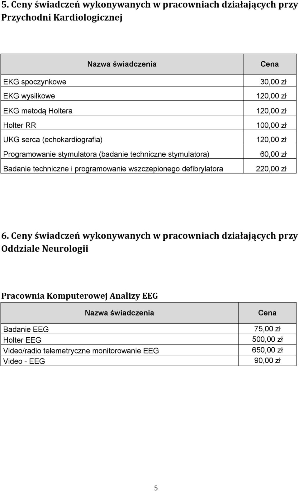 programowanie wszczepionego defibrylatora 1 1 1 60,00 zł 2 6.