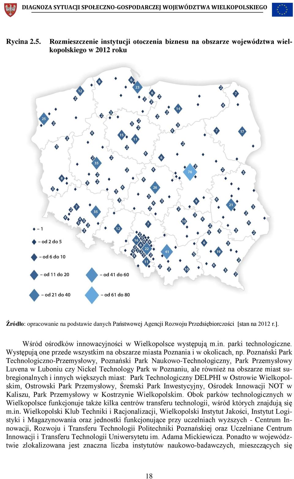 Wśród ośrodków innowacyjności w Wielkopolsce występują m.in. parki technologiczne. Występują one przede wszystkim na obszarze miasta Poznania i w okolicach, np.