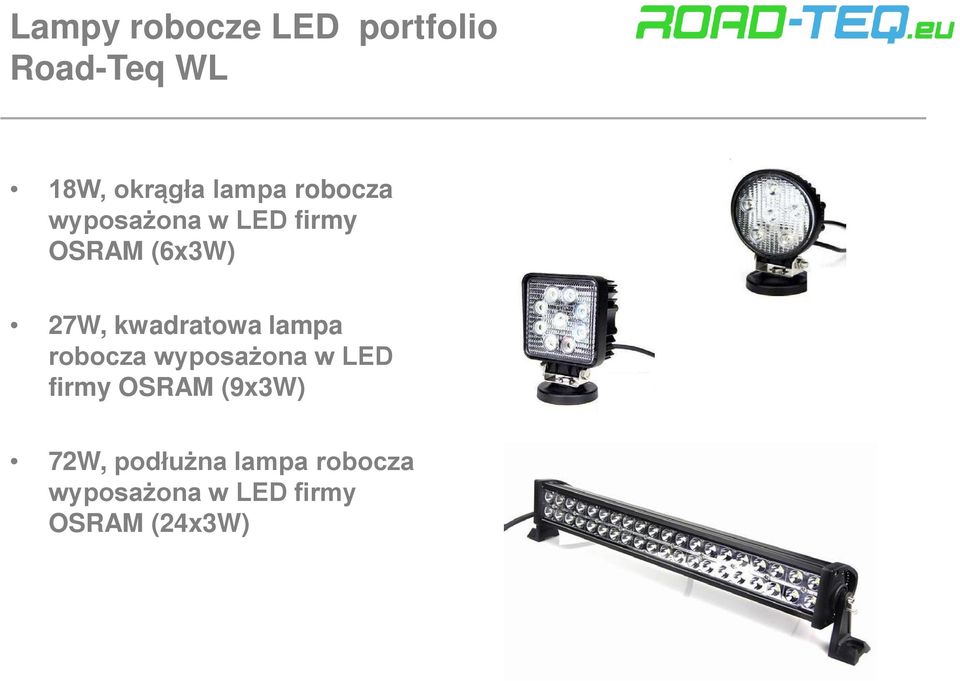 kwadratowa lampa robocza wyposażona w LED firmy OSRAM