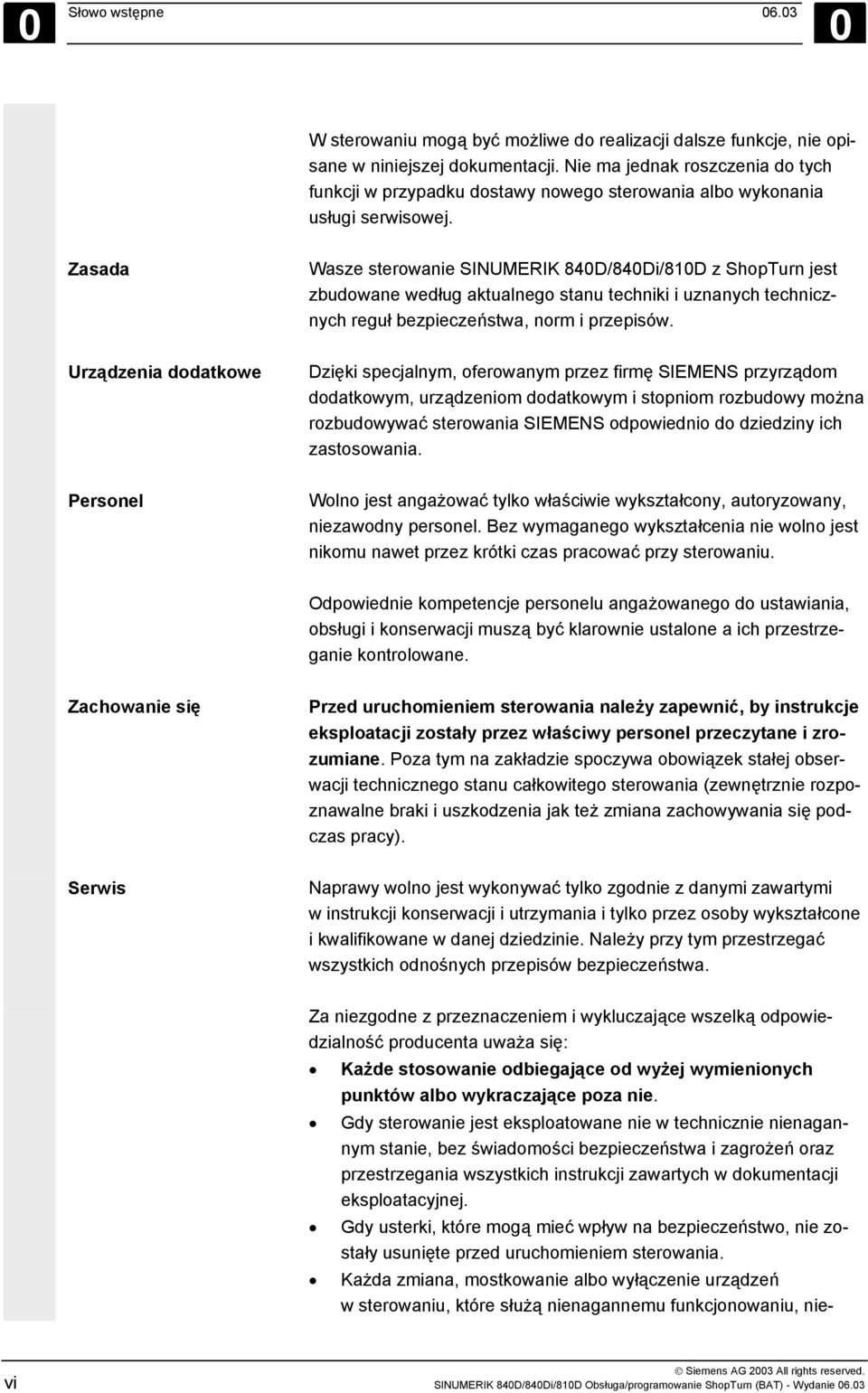 Zasada Wasze sterowanie SINUMERIK 840D/840Di/810D z ShopTurn jest zbudowane według aktualnego stanu techniki i uznanych technicznych reguł bezpieczeństwa, norm i przepisów.