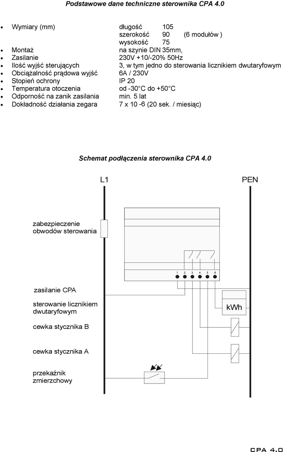 otoczenia od -30 C do +50 C Odporność na zanik zasilania min. 5 lat Dokładność działania zegara 7 x 10-6 (20 sek.