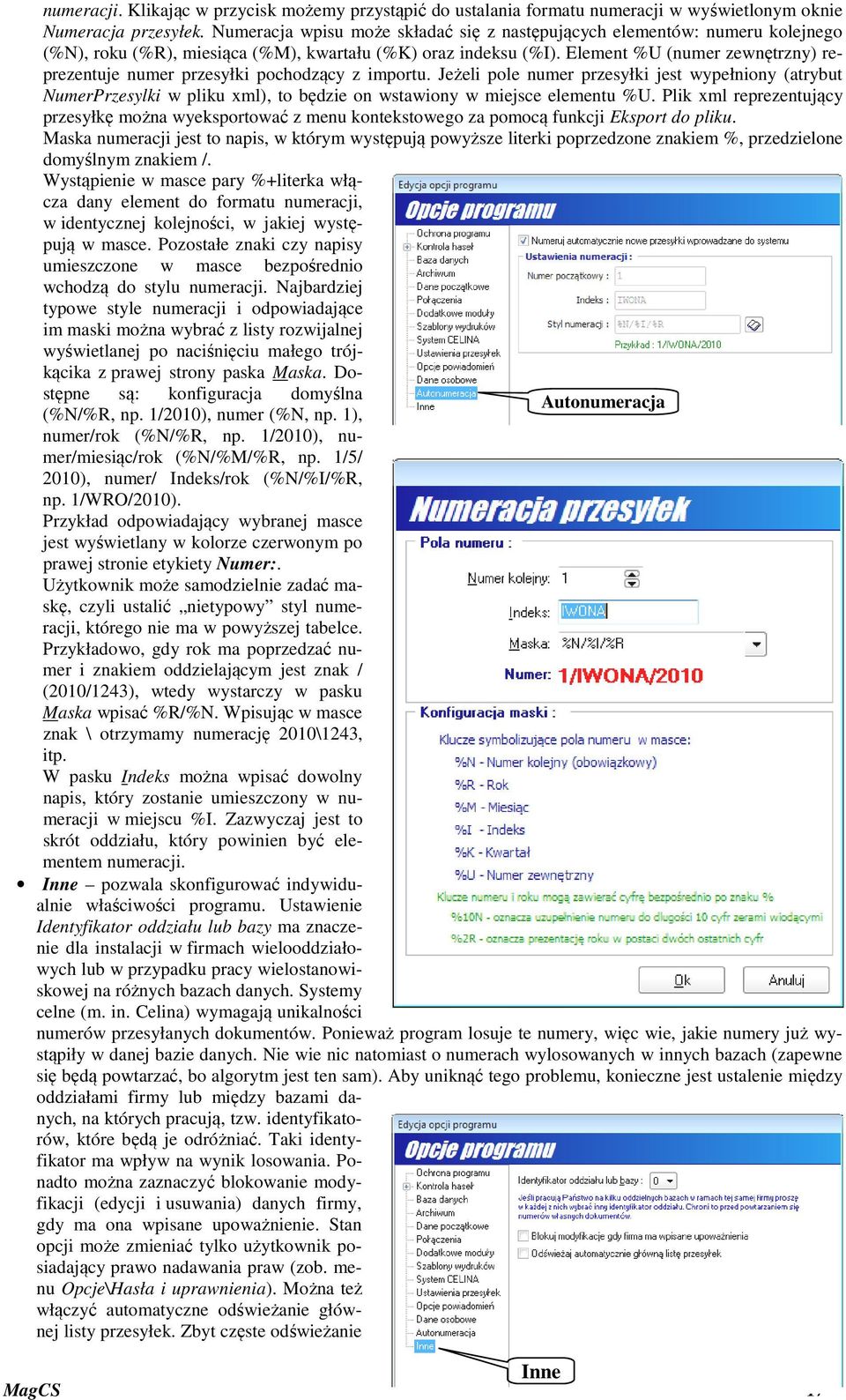 Element %U (numer zewnętrzny) reprezentuje numer przesyłki pochodzący z importu.