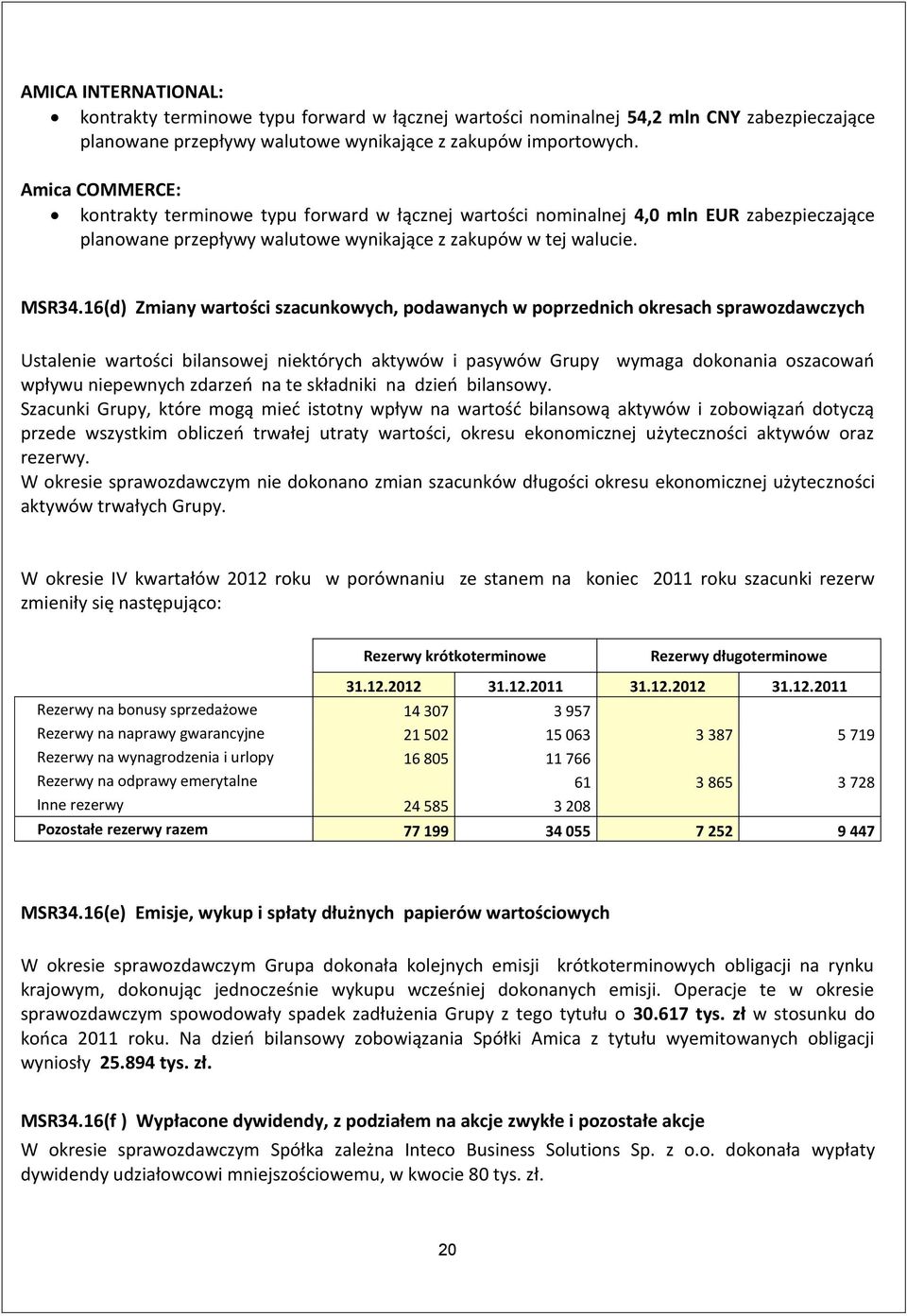 16(d) Zmiany wartości szacunkowych, podawanych w poprzednich okresach sprawozdawczych Ustalenie wartości bilansowej niektórych aktywów i pasywów Grupy wymaga dokonania oszacowań wpływu niepewnych