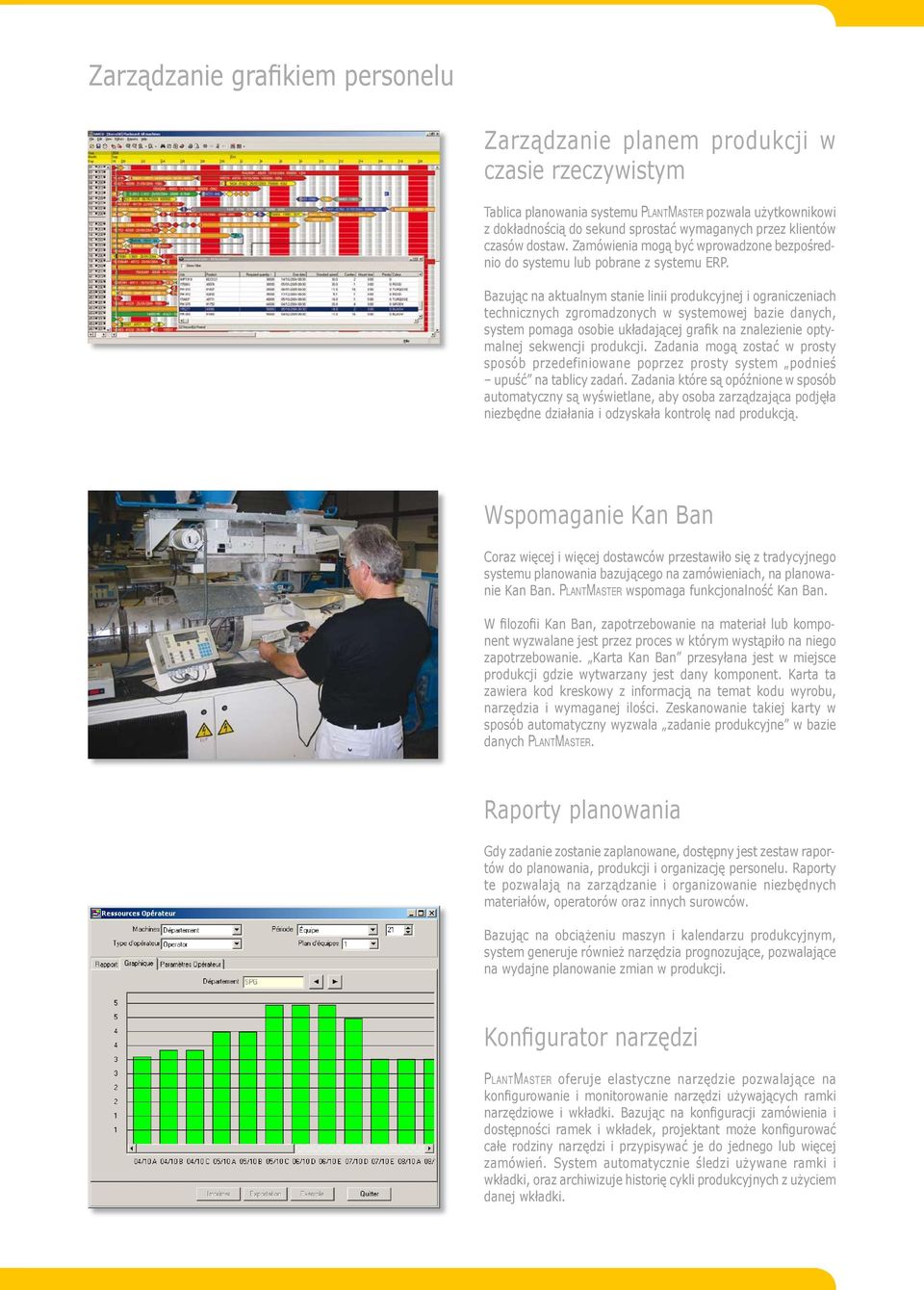 Bazując na aktualnym stanie linii produkcyjnej i ograniczeniach technicznych zgromadzonych w systemowej bazie danych, system pomaga osobie układającej grafik na znalezienie optymalnej sekwencji