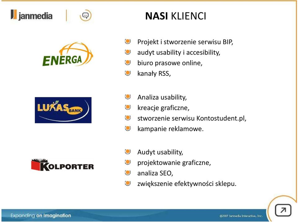 kreacje graficzne, stworzenie serwisu Kontostudent.pl, kampanie reklamowe.