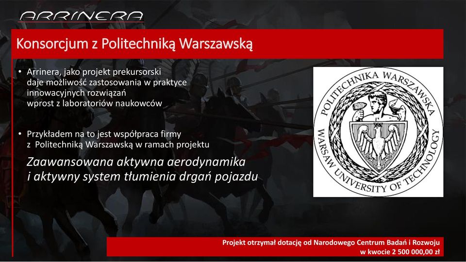 z Politechniką Warszawską w ramach projektu Zaawansowana aktywna aerodynamika i aktywny system