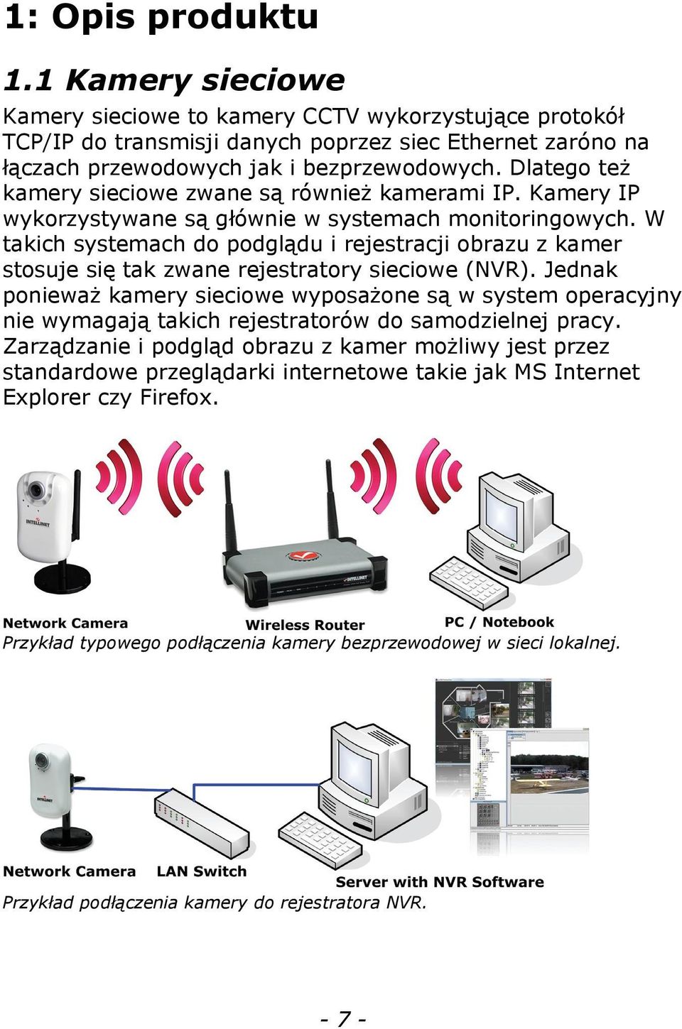 W takich systemach do podglądu i rejestracji obrazu z kamer stosuje się tak zwane rejestratory sieciowe (NVR).