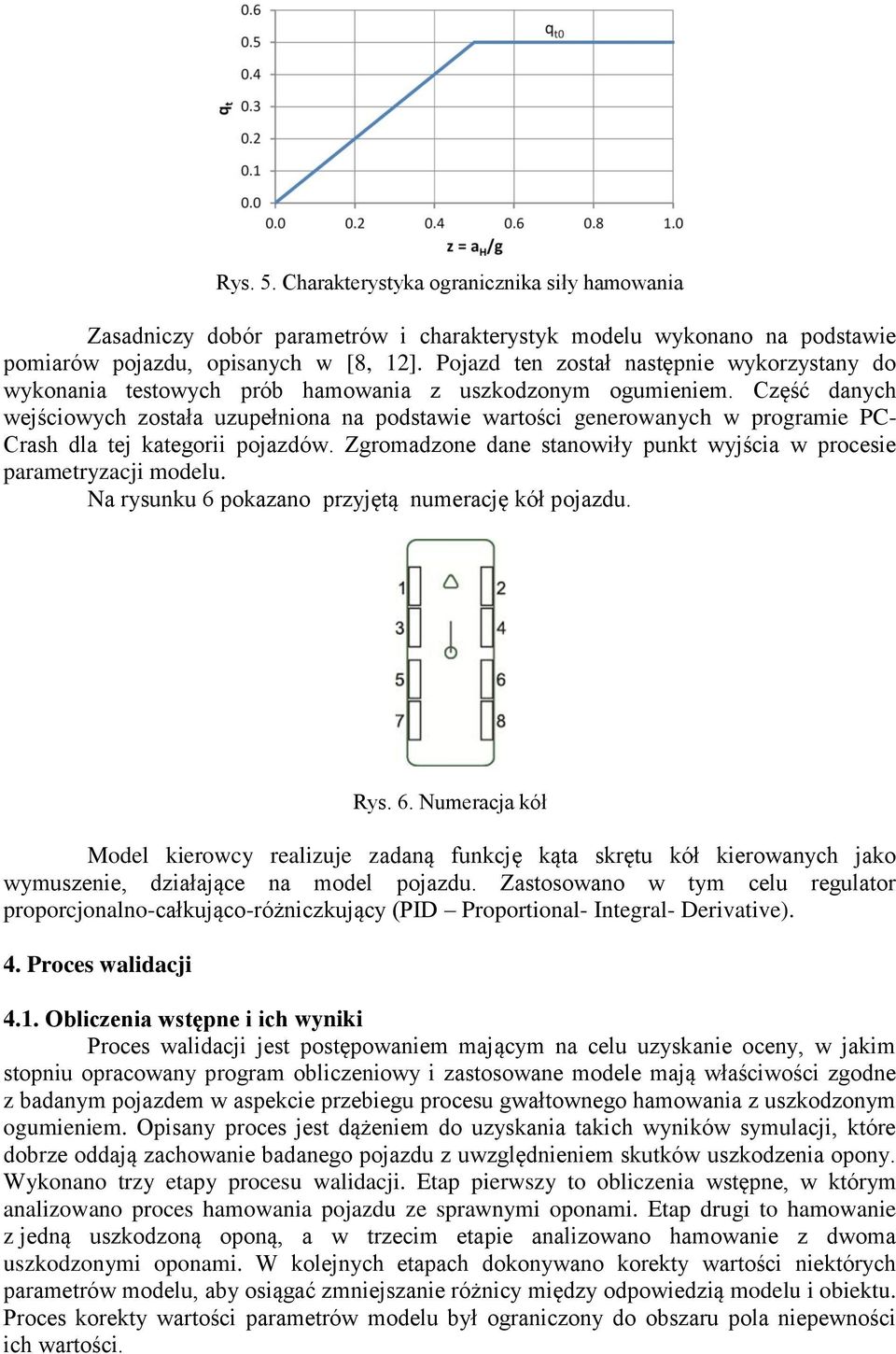 Część danych wejściowych została uzupełniona na podstawie wartości generowanych w programie PC- Crash dla tej kategorii pojazdów.