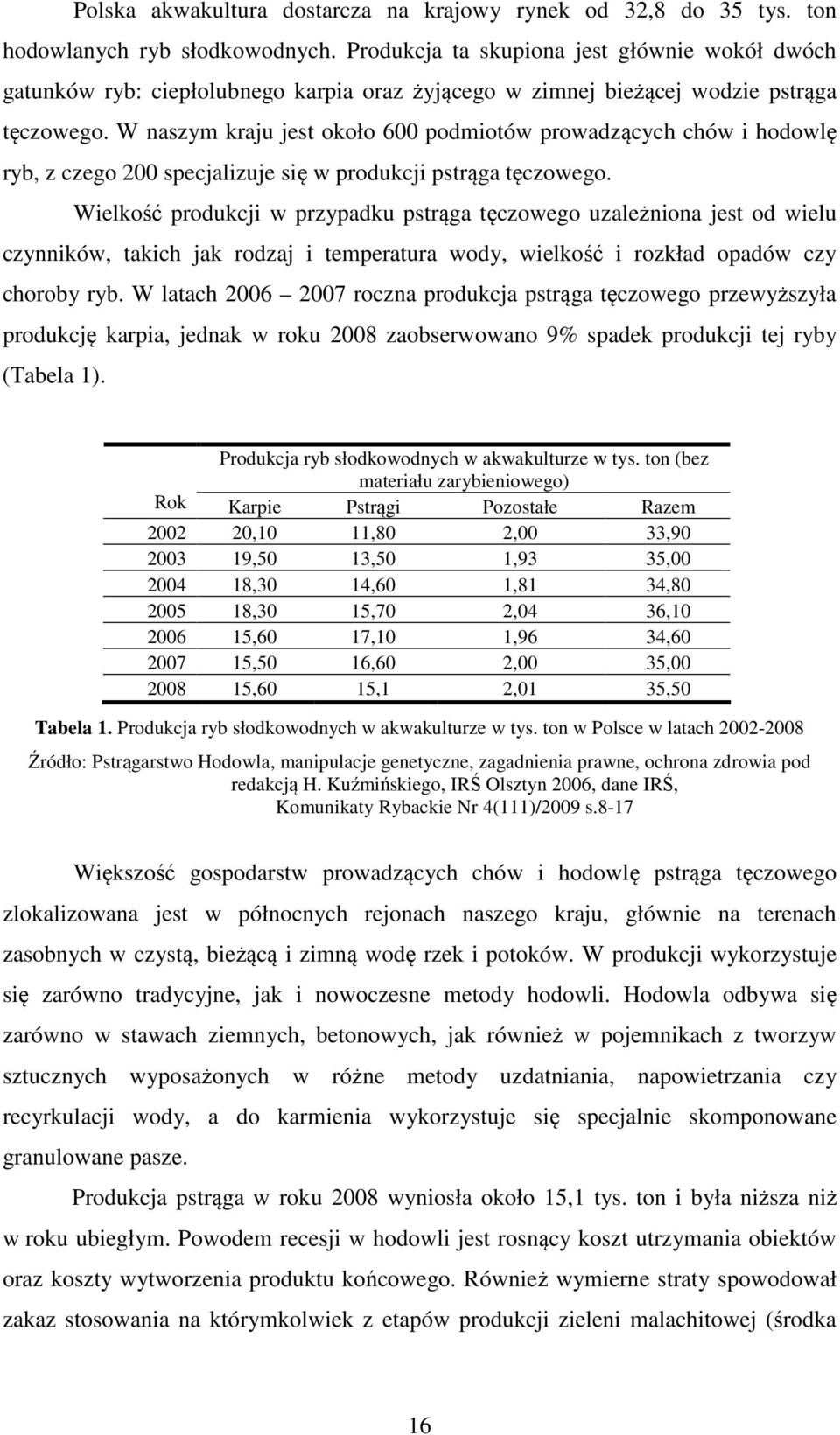 W naszym kraju jest około 600 podmiotów prowadzących chów i hodowlę ryb, z czego 200 specjalizuje się w produkcji pstrąga tęczowego.