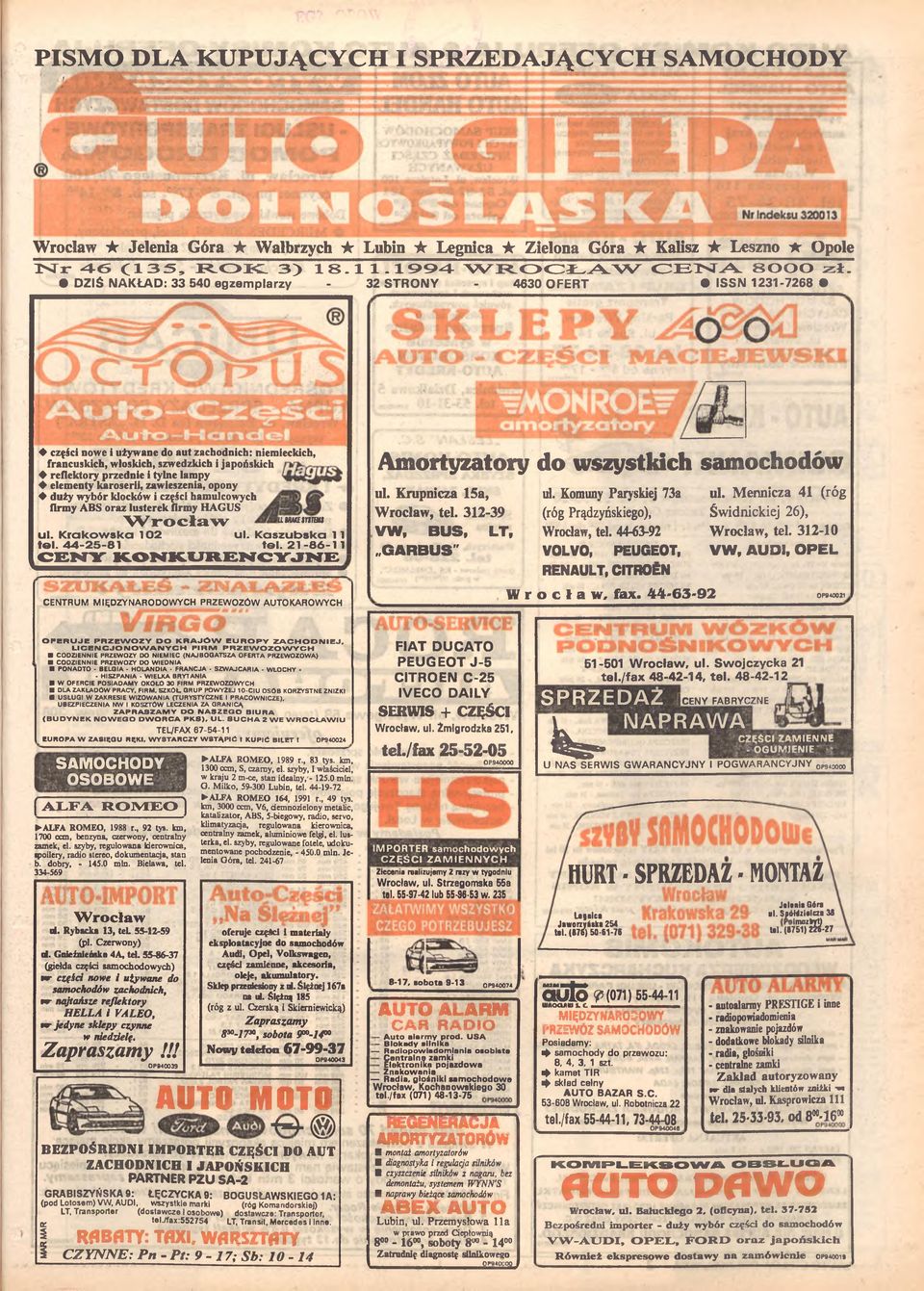 i tylne lampy elementy karoserii, zawieszenia, opony duży w ybór klocków i części hamulcowych firmy ABS oraz lusterek firmy firi HAGUS W r o c ł a w u um nim ul. K ra k o w s k a 102 ul.