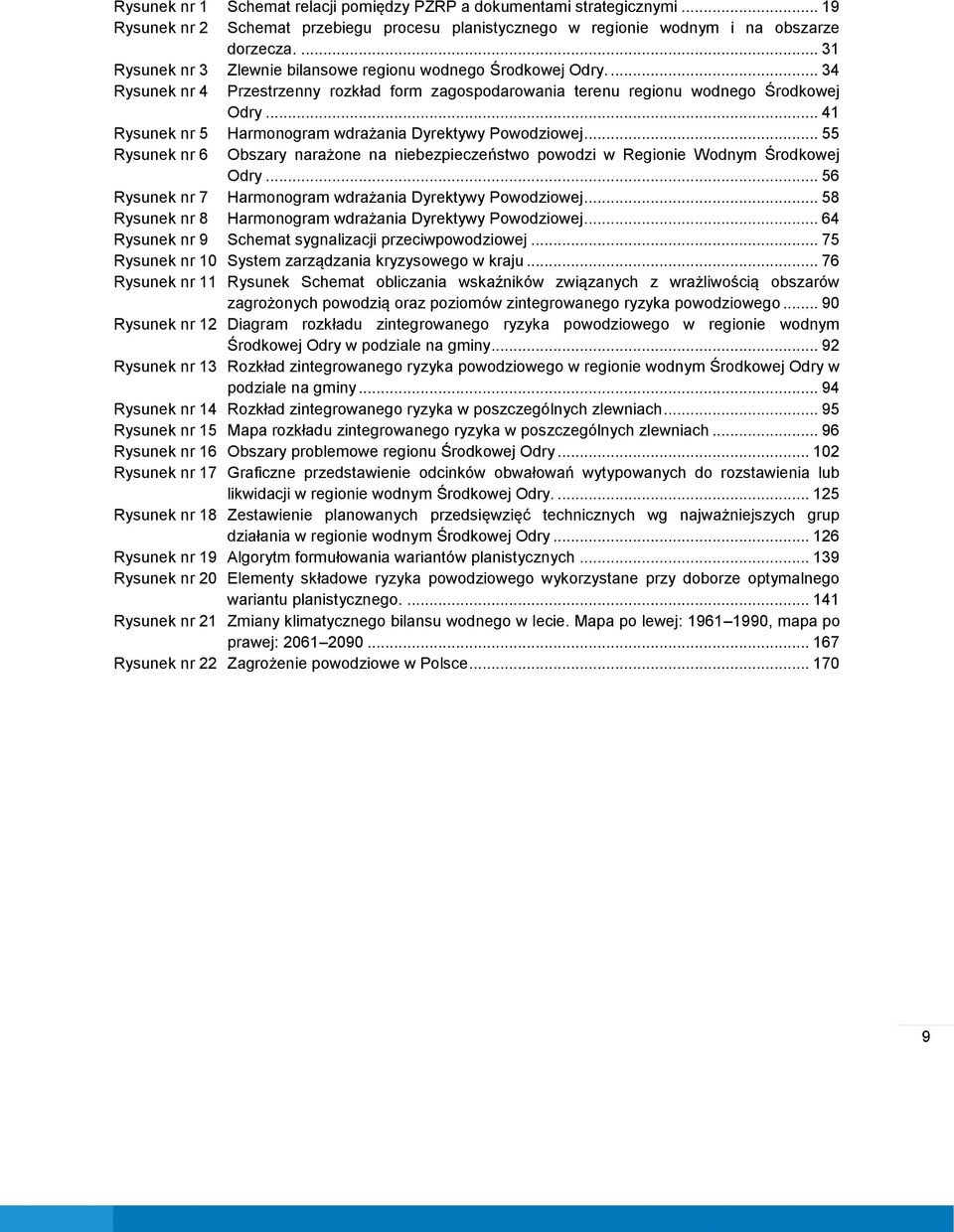 .. 41 Rysunek nr 5 Harmonogram wdrażania Dyrektywy Powodziowej... 55 Rysunek nr 6 Obszary narażone na niebezpieczeństwo powodzi w Regionie Wodnym Środkowej Odry.