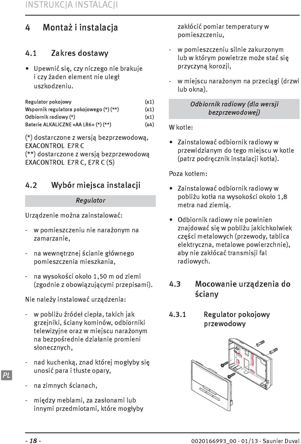 dostarczone z wersją bezprzewodową EXACONTROL E7R C, E7R C (S) 4.