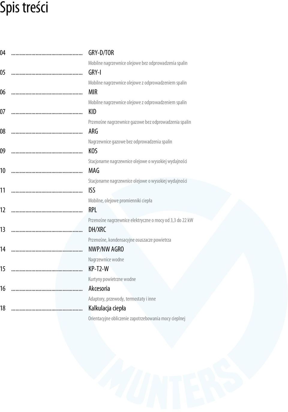 .. KOS Stacjonarne nagrzewnice olejowe o wysokiej wydajności 10... MAG Stacjonarne nagrzewnice olejowe o wysokiej wydajności 11... ISS Mobilne, olejowe promienniki ciepła 12.