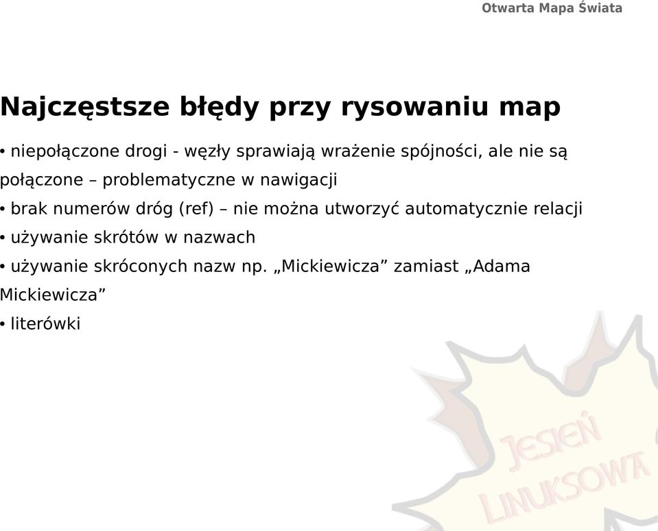 numerów dróg (ref) nie można utworzyć automatycznie relacji używanie skrótów