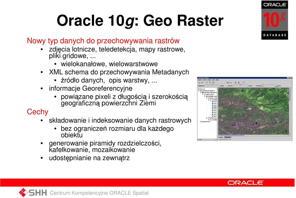 .. informacje Georeferencyjne powiązane pixeli z długością i szerokością geograficzną powierzchni Ziemi Cechy składowanie i