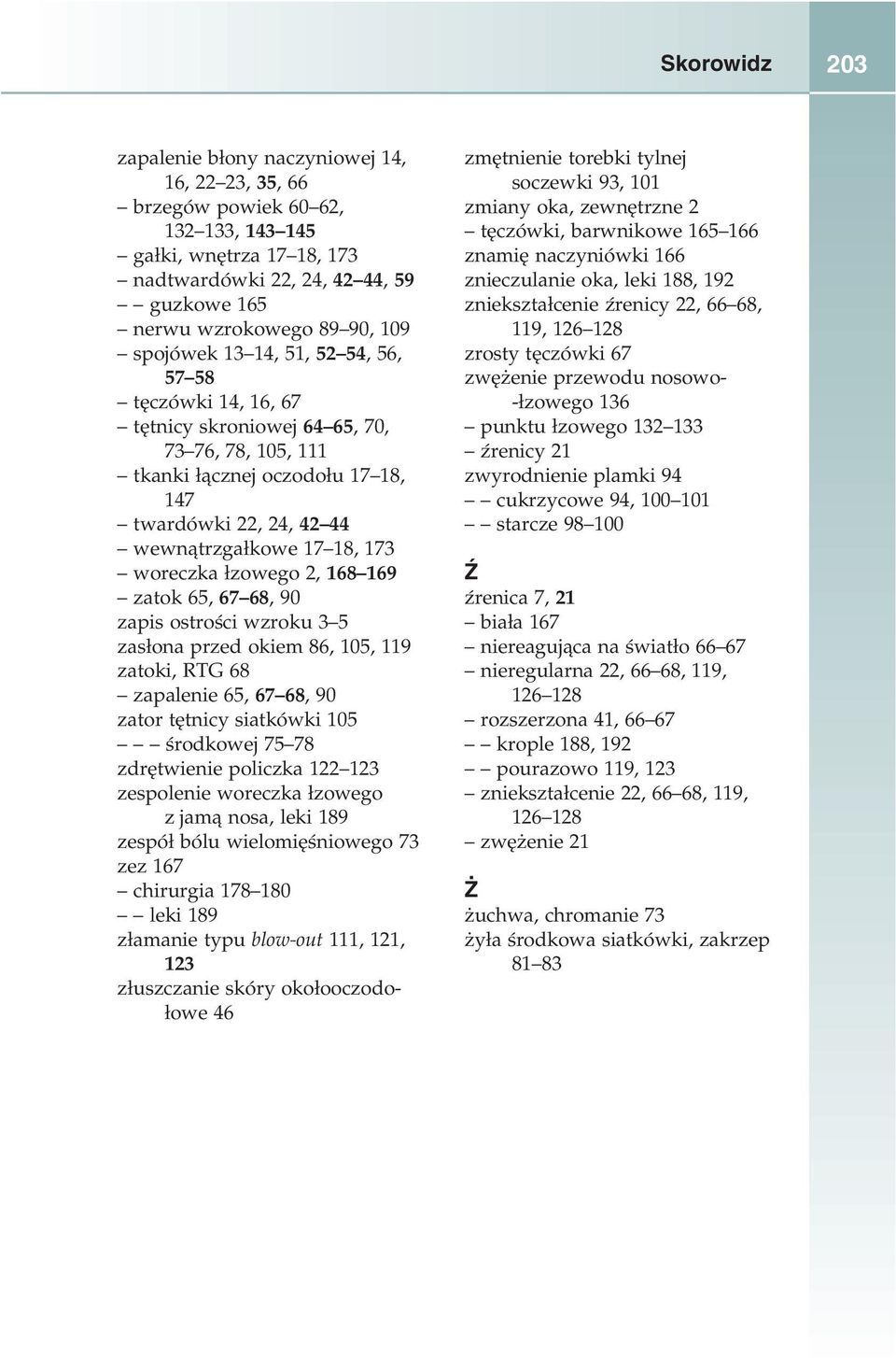 woreczka łzowego 2, 168 169 zatok 65, 67 68, 90 zapis ostrości wzroku 3 5 zasłona przed okiem 86, 105, 119 zatoki, RTG 68 zapalenie 65, 67 68, 90 zator tętnicy siatkówki 105 środkowej 75 78